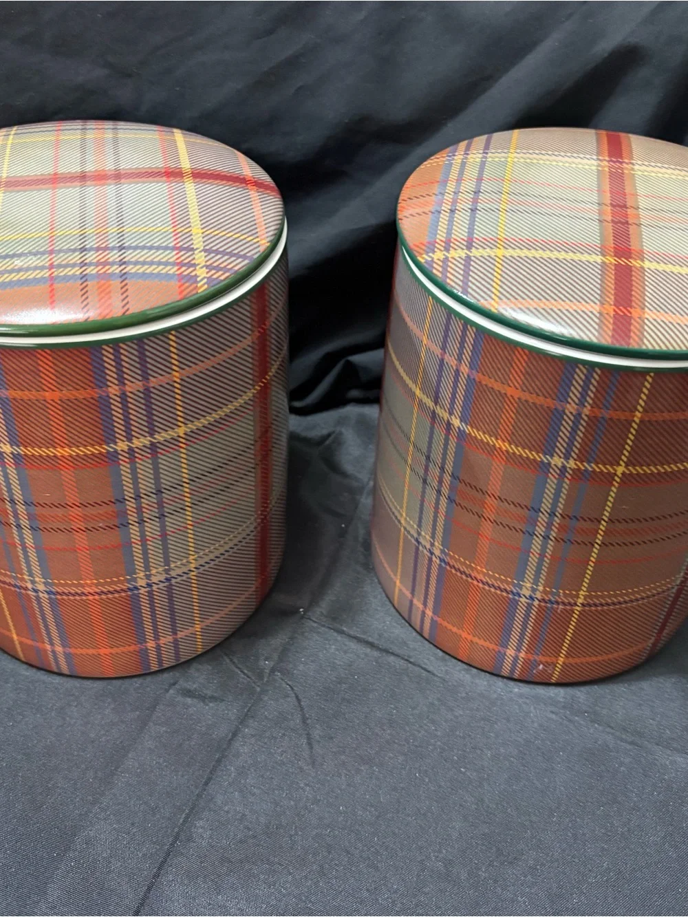 Pottery Barn Woodrow Plaid Ceramic Storage Canister